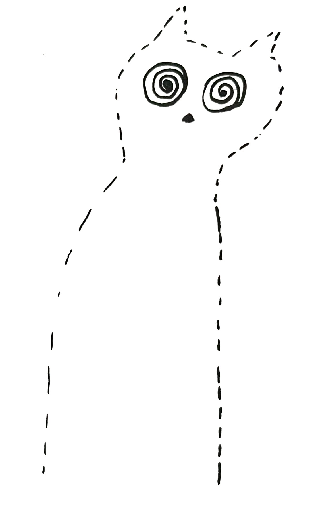 Desenho do Pâncona: gato com olhos em espiral